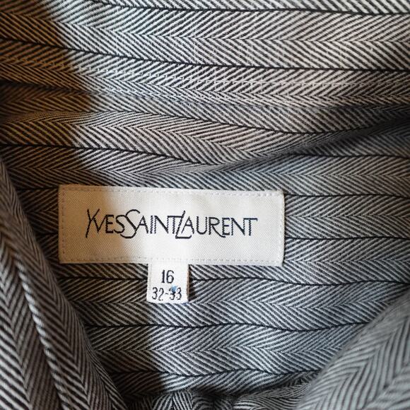 Yves Saint Laurent YSL Shirt Mens 16 32/33 Button Front Striped Long Sleeve - Picture 2 of 6